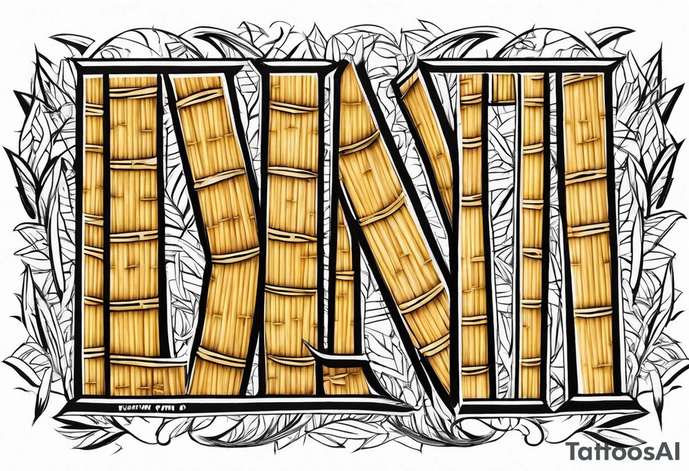 Lettering Bamboo,corn straw, font tattoo idea