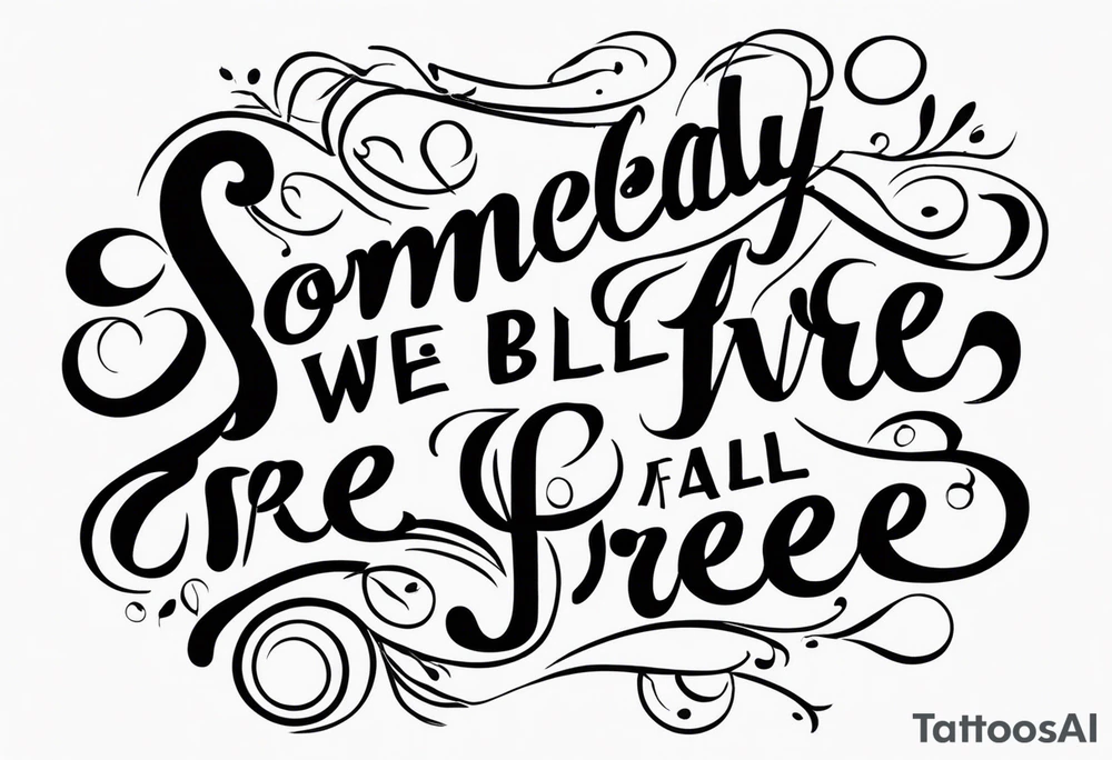 a one or two line script of the sentence 'Someday we will all be Free' tattoo idea