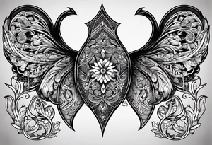 simple shape, dimond shape, split in two distinct parts that are symmetrical, resembling lungs or breathing tattoo idea