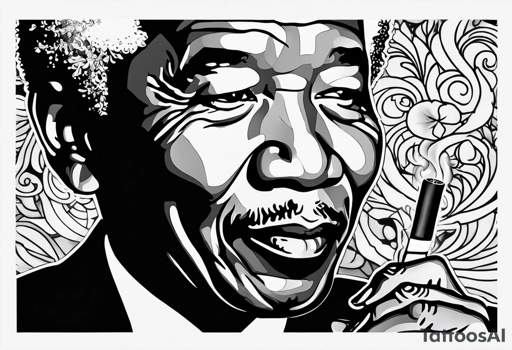 Nelson Mandela smoking cigarette tattoo idea
