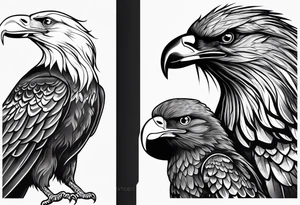 crow dad and eagle mother raising a family tattoo idea