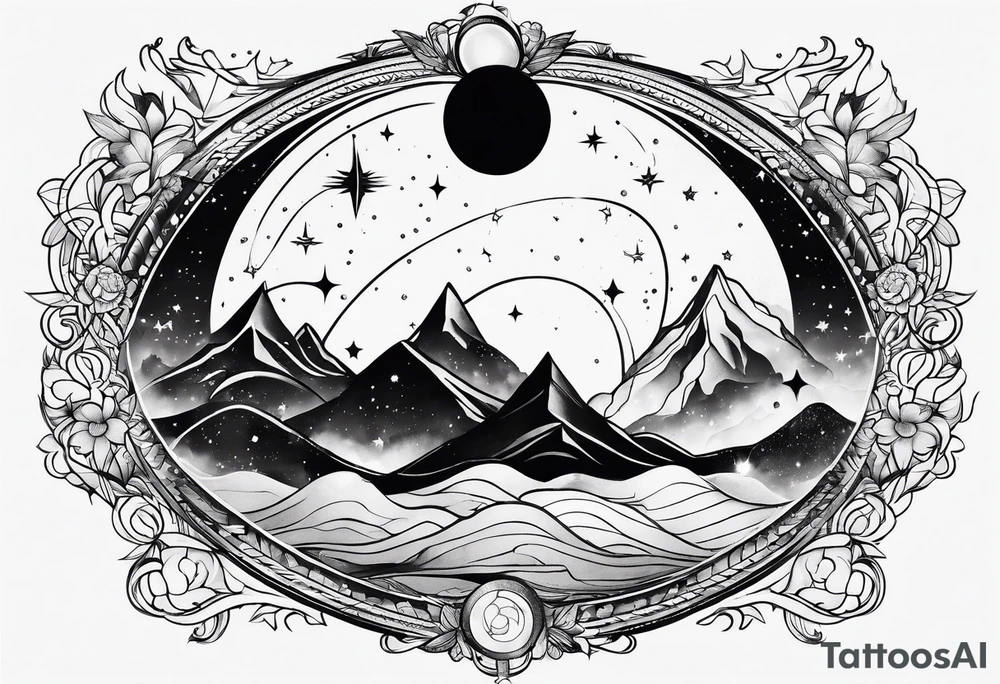 fine line galaxy tattoo idea
