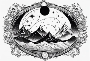 fine line galaxy tattoo idea
