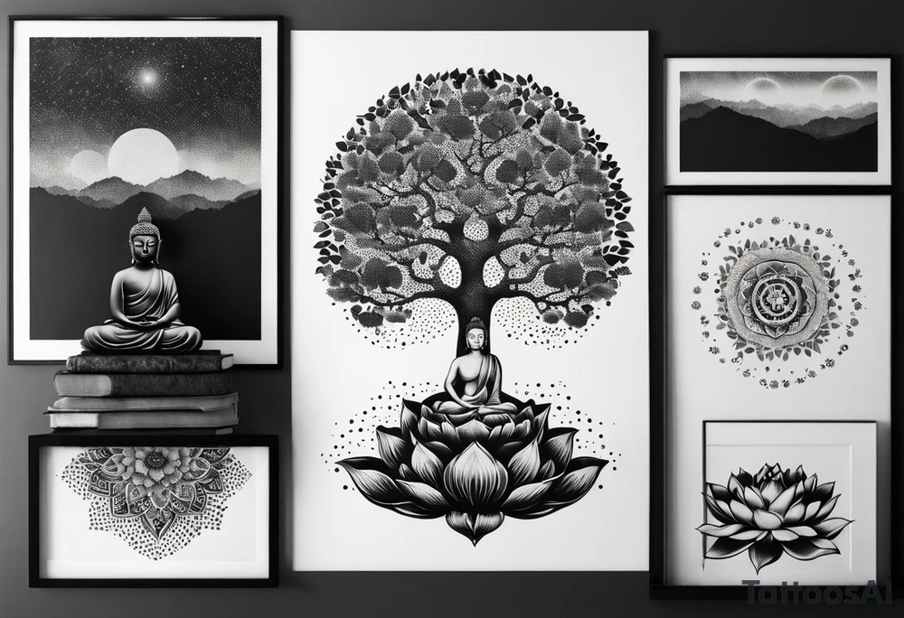 Tree of life, lotus, buddha tattoo idea