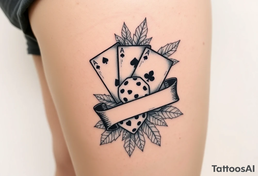 Cards rides banner dice leaves tattoo idea