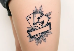Cards rides banner dice leaves tattoo idea