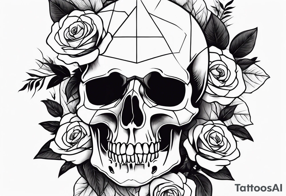 skull and roses and bold forearm tattoo idea
