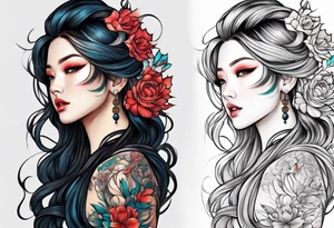 long hair flowing tattoo idea