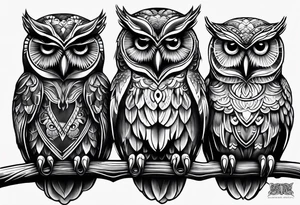Hear no evil, see no evil, speak no evil owls tattoo idea