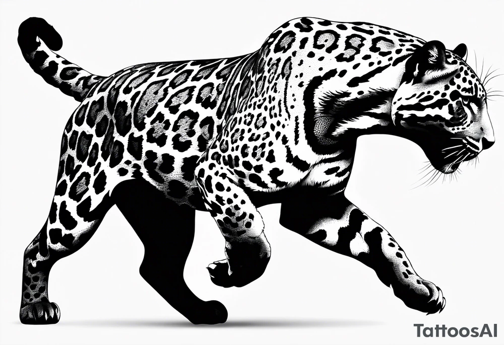 jaguar running, top side view tattoo idea