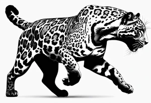 jaguar running, top side view tattoo idea