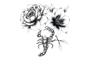 peonies and lilies with scorpion tattoo idea