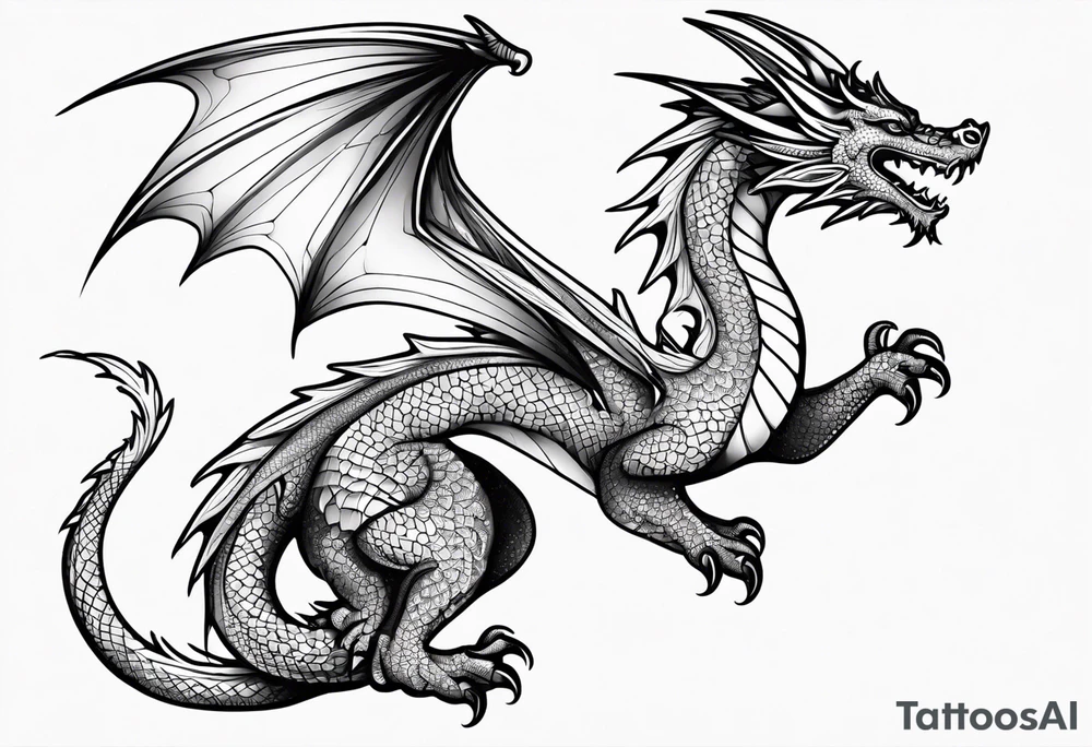 Dragon with September birth flower going up the spine tattoo idea