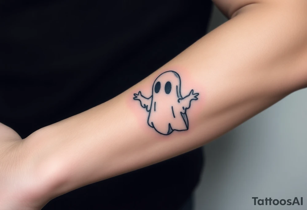 Cute ghost smoking tattoo idea