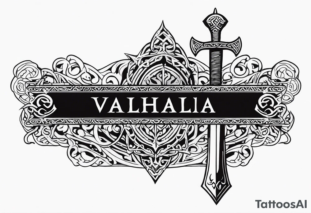 Valhalla sword viking funeral tattoo idea
