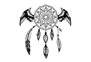 dreamcatcher, with feathers, authentic tattoo idea