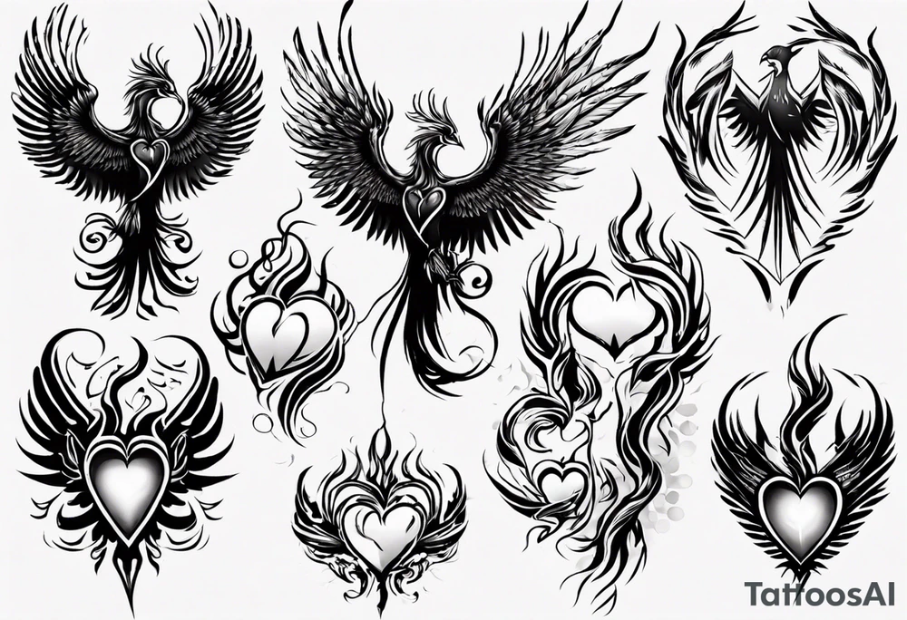 Phoenix heart tattoo idea