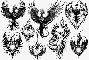 Phoenix heart tattoo idea