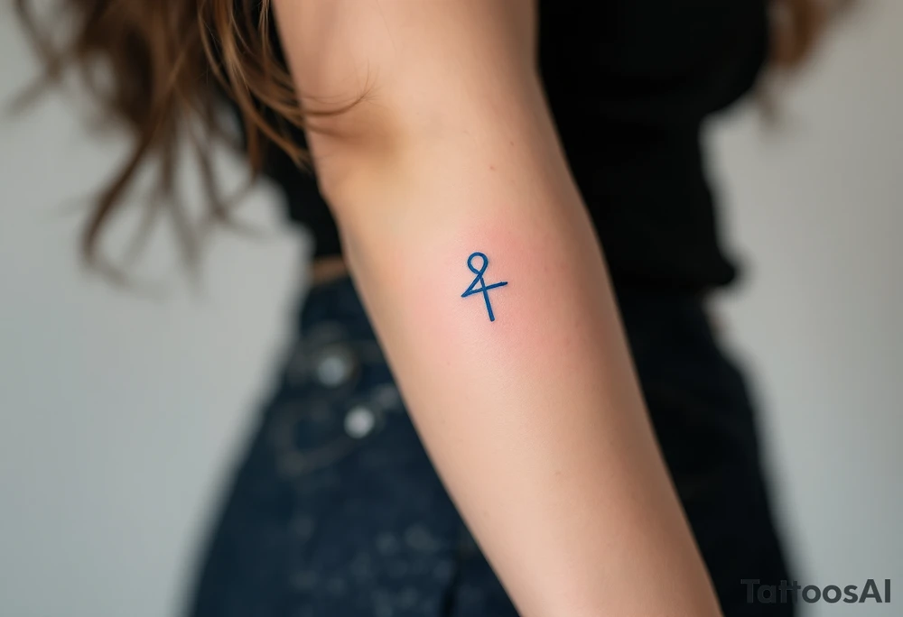 symbol for love rune ᚹ in icy blue tattoo idea