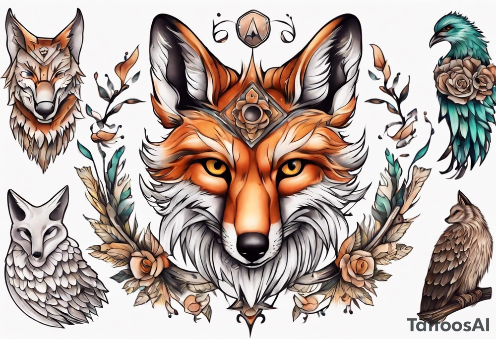 ein Tier aus Fuchs und Eule tattoo idea