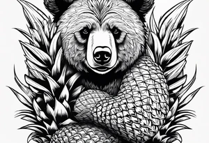 Bear hugging pineapple tattoo idea
