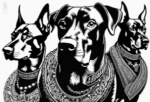 3 barking Dobermans tattoo idea