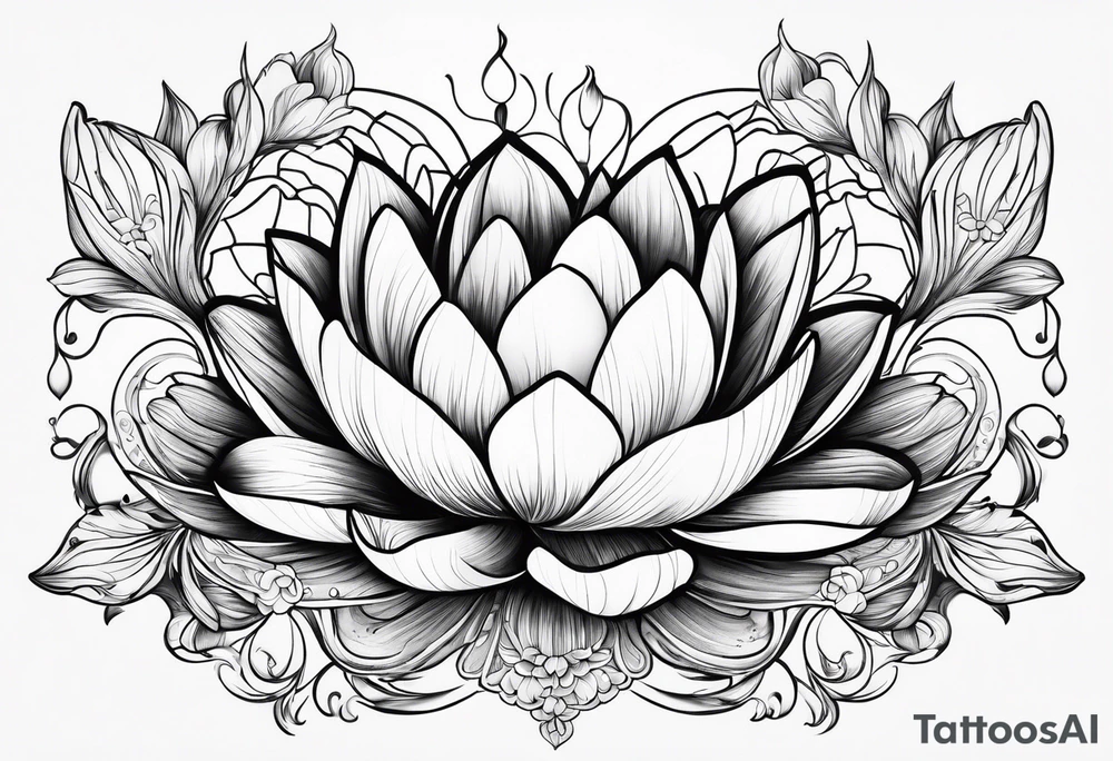 lotus and tulip combined tattoo idea