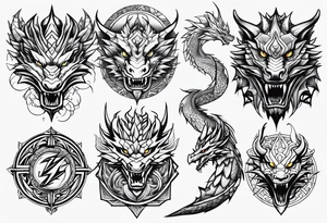 Variety dragons face flash sheet tattoo idea