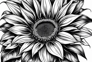 sunflower to cover scars with stem around the arm tattoo idea