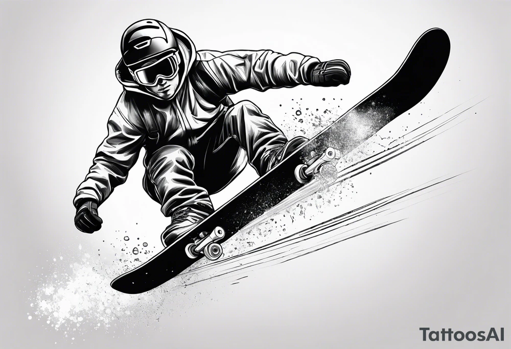 snowboarder hitting a rail tattoo idea