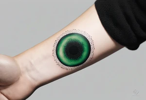 black hole, abstract, green and black, covered from wrist to forearm, fully covered, no borders, blackwork, no people tattoo idea