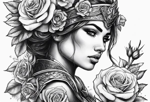 Warrior and roses tattoo idea
