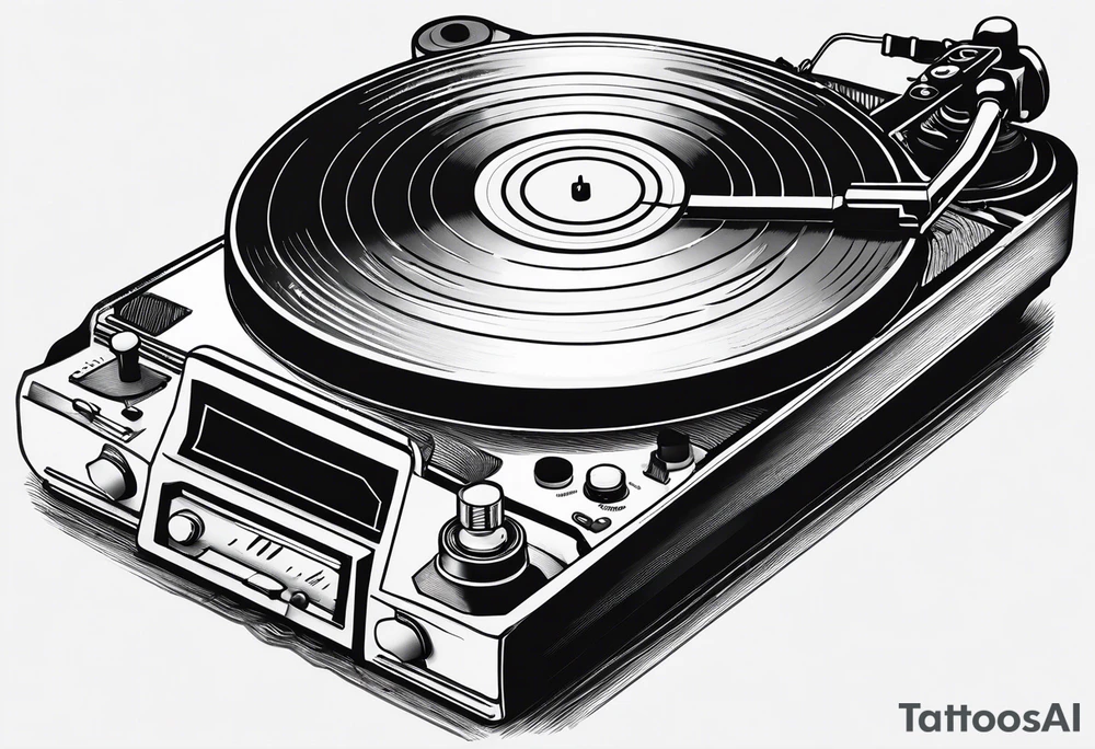 Recordplayer minimalistic in 2D tattoo idea