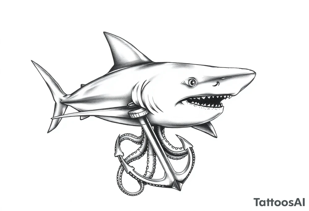 Hammerhead shark,anchor,octopus. tattoo idea