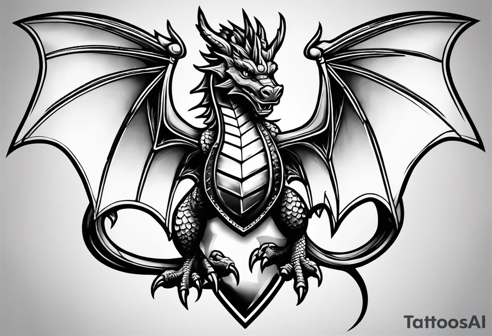 Welsh dragon holding a texas star as a shield tattoo idea
