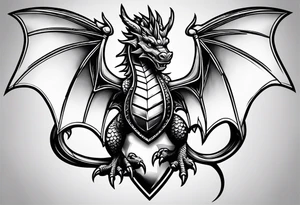 Welsh dragon holding a texas star as a shield tattoo idea