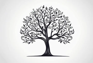 small minimalistic soft tree motif no border tattoo idea