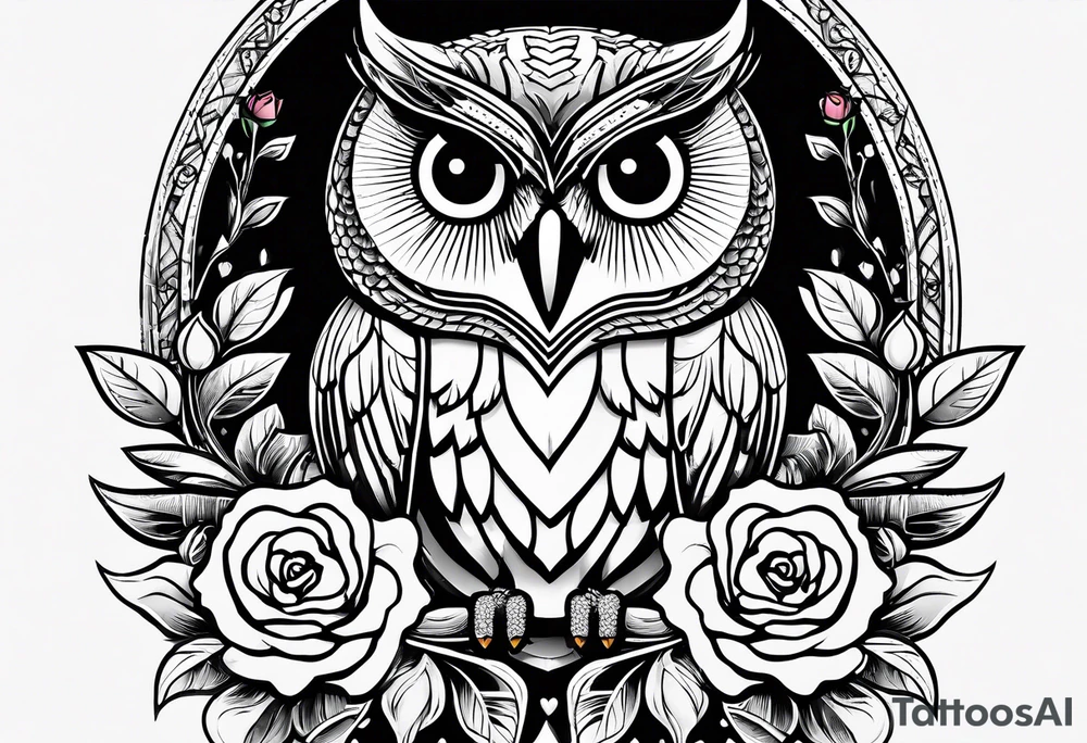 An owl, a rose, “but the greatest of these is love” tattoo idea