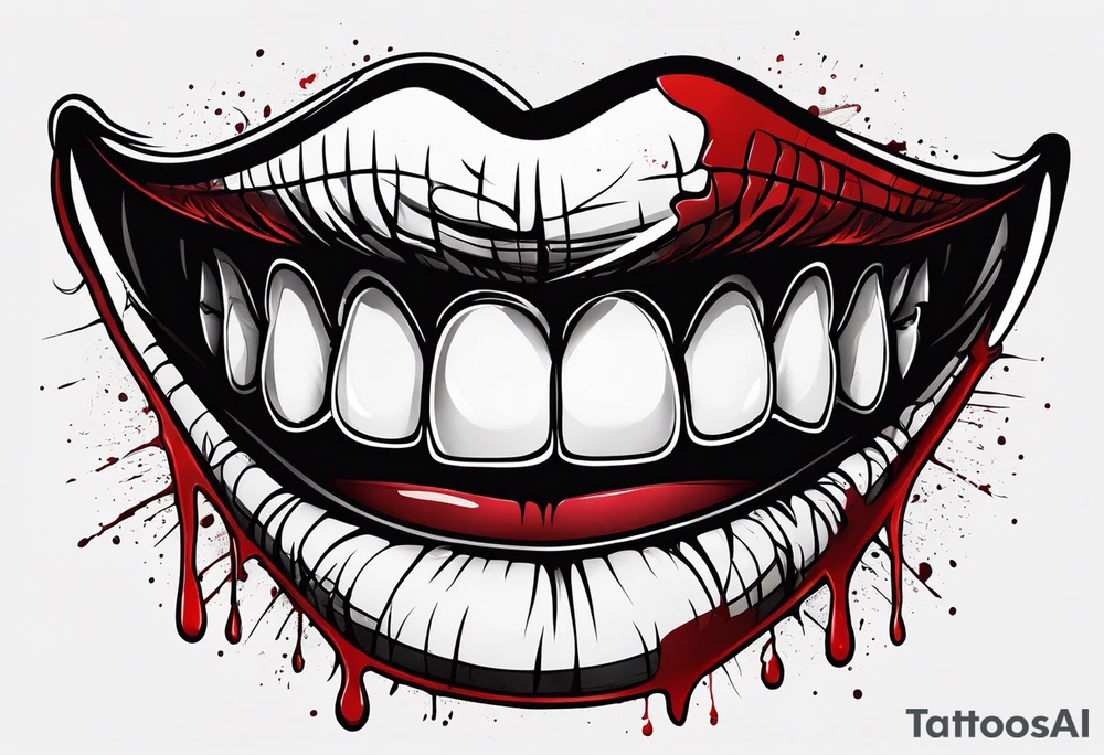 Smile face with blood on it.  Words say it's all a joke tattoo idea