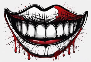Smile face with blood on it.  Words say it's all a joke tattoo idea