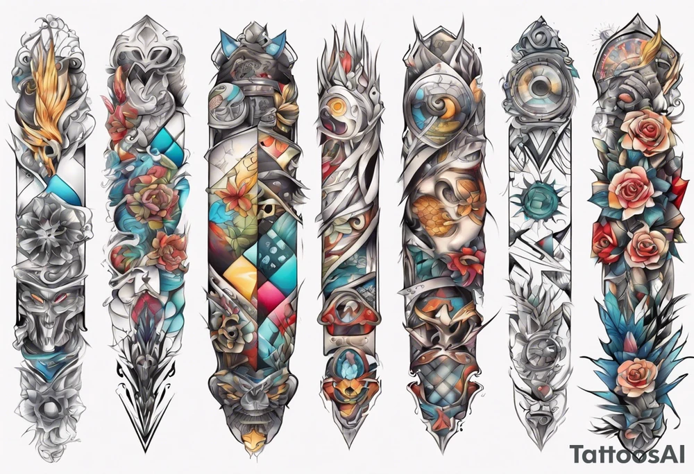 patchwork tattoo for full arms tattoo idea