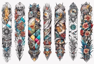 patchwork tattoo for full arms tattoo idea