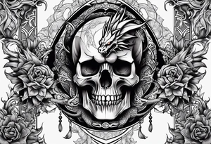 Dark skull and dragon tattoo idea