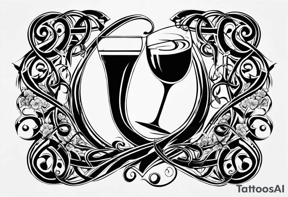 Cheers Mate text, armband +Celtic +Cancer Ribbon +tribal +artistic +a toast tattoo idea