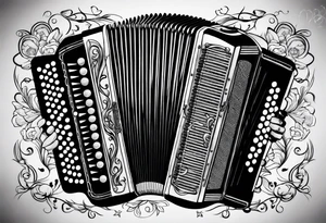 Accordion on a burnt paper tattoo idea