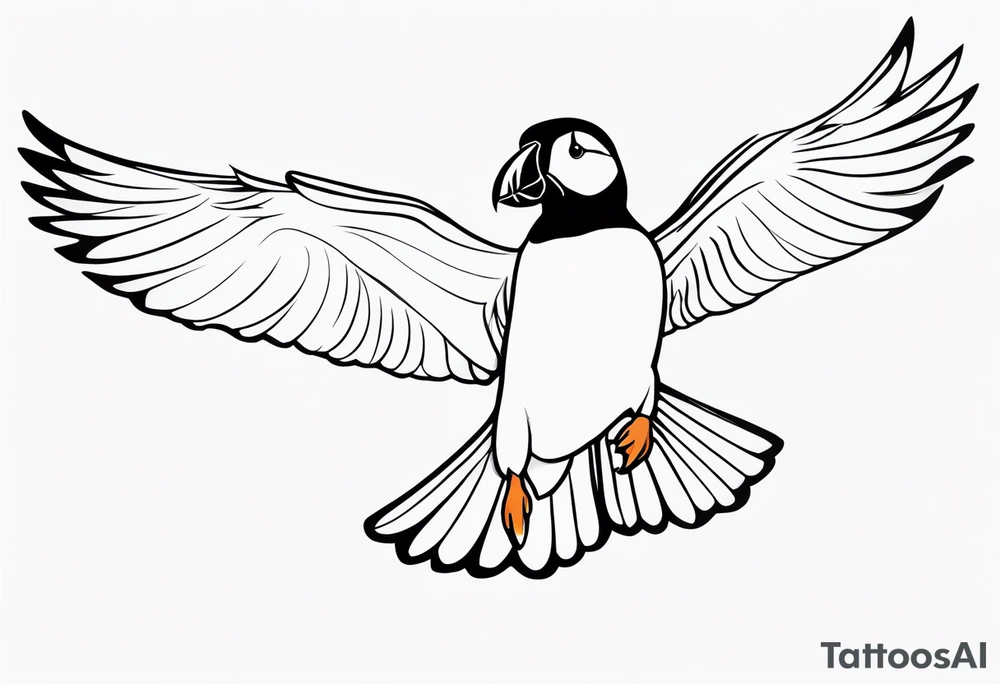 a black flying puffin 
 -  forarm Tattoo tattoo idea
