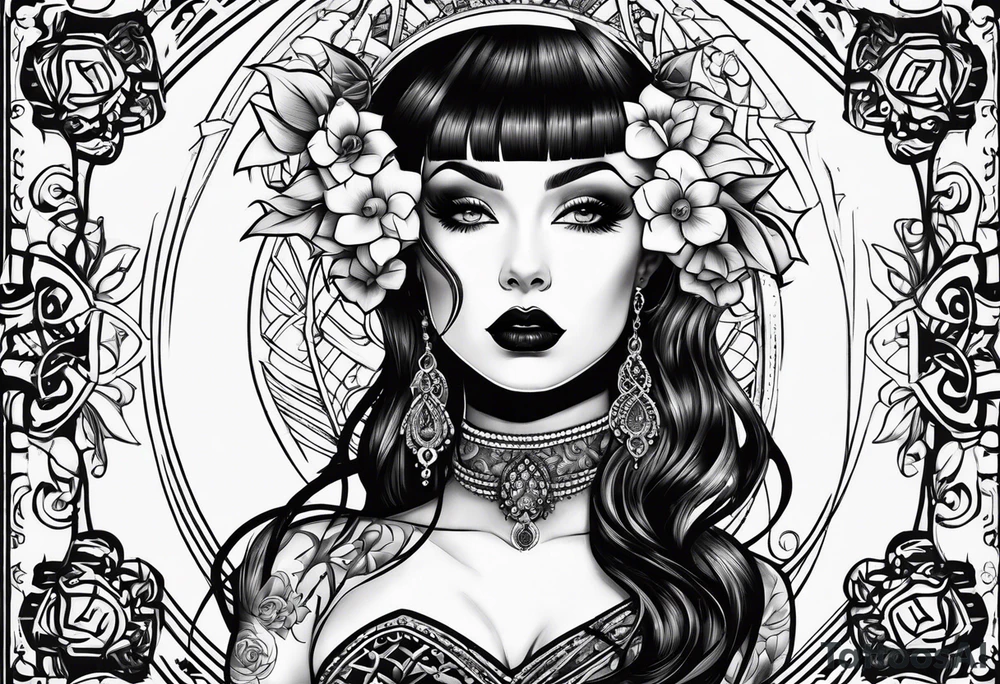 goth girl pinup tattoo idea