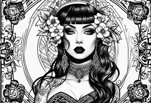 goth girl pinup tattoo idea