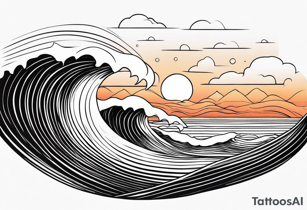 minimalist, ocean/waves during sunrise/sunset tattoo idea