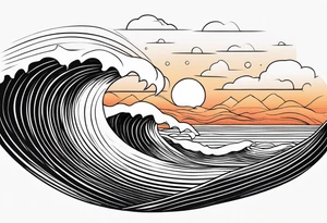 minimalist, ocean/waves during sunrise/sunset tattoo idea